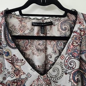 ! White House Black Market Sleveless V Neck Bohemian Top w Lace Detail - SZ XS !